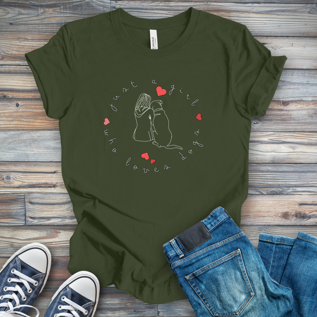 Just a Girl Who Loves Dogs Single Line T-Shirt