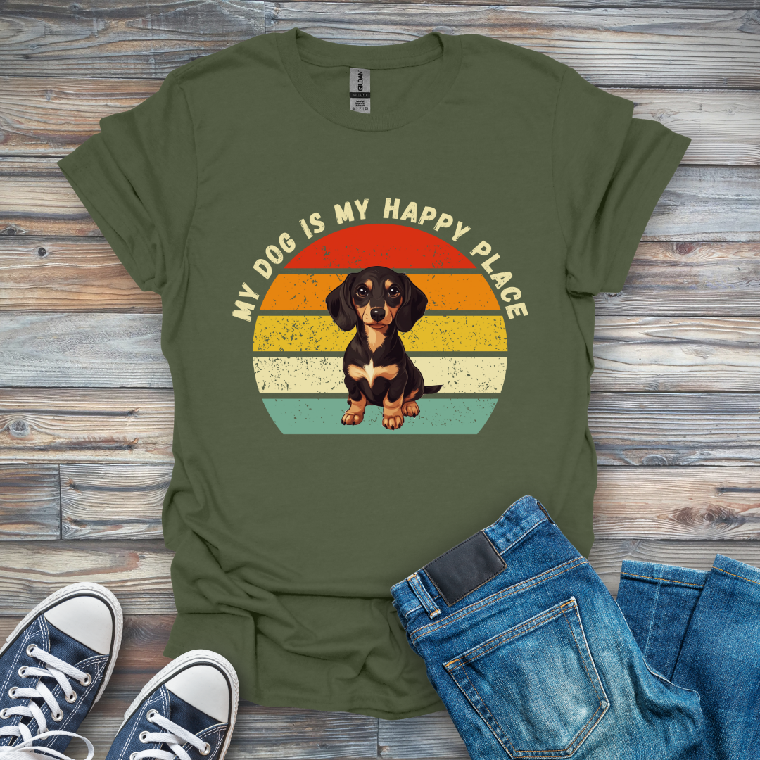 My Dog Is My Happy Place Dachshund T-Shirt