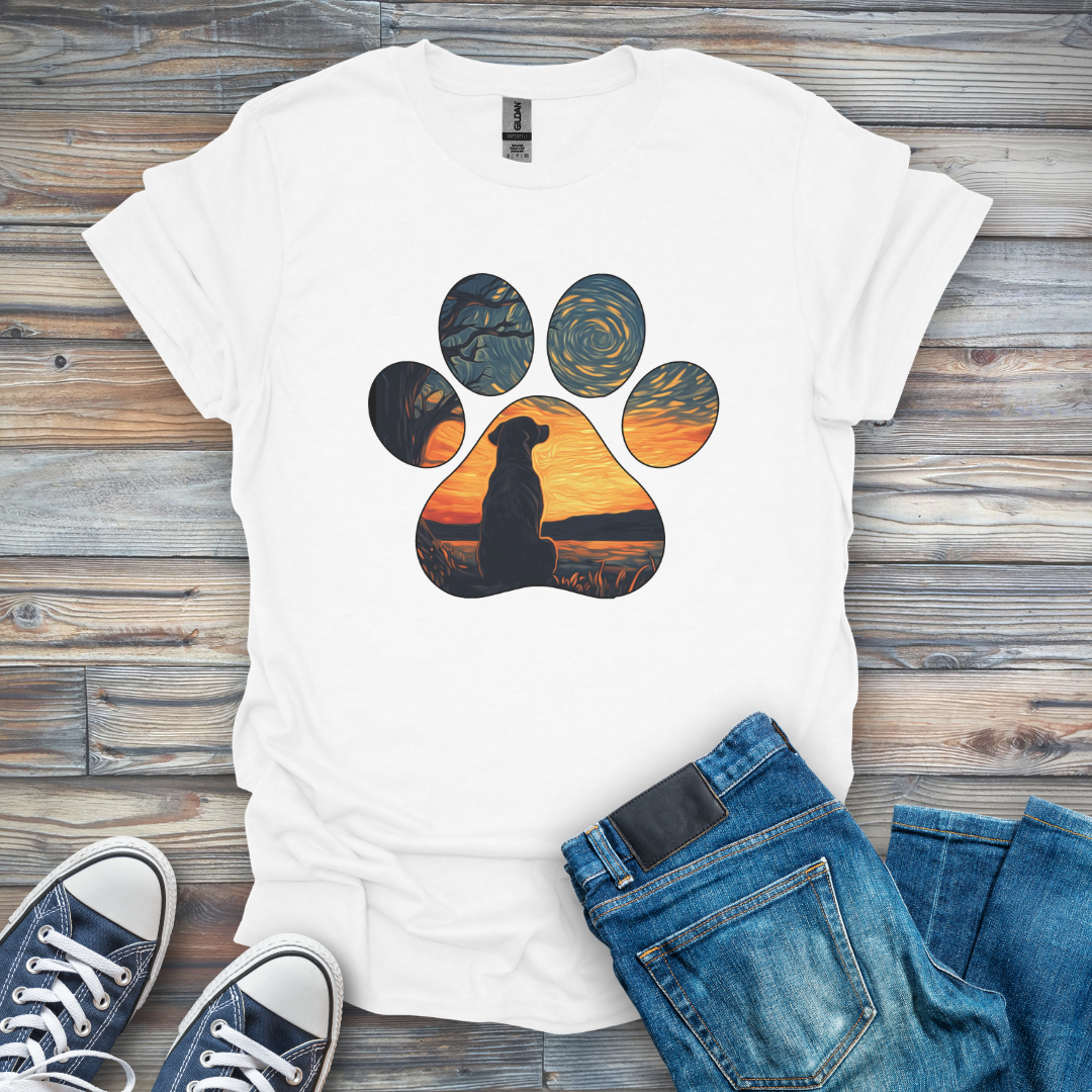 Dog In a Paw Print T-Shirt