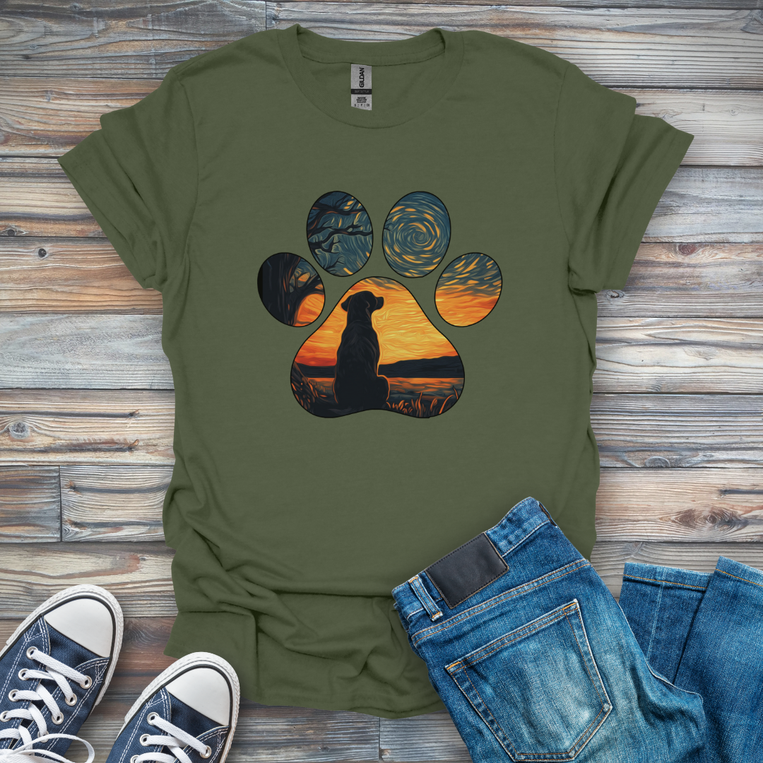 Dog In a Paw Print T-Shirt