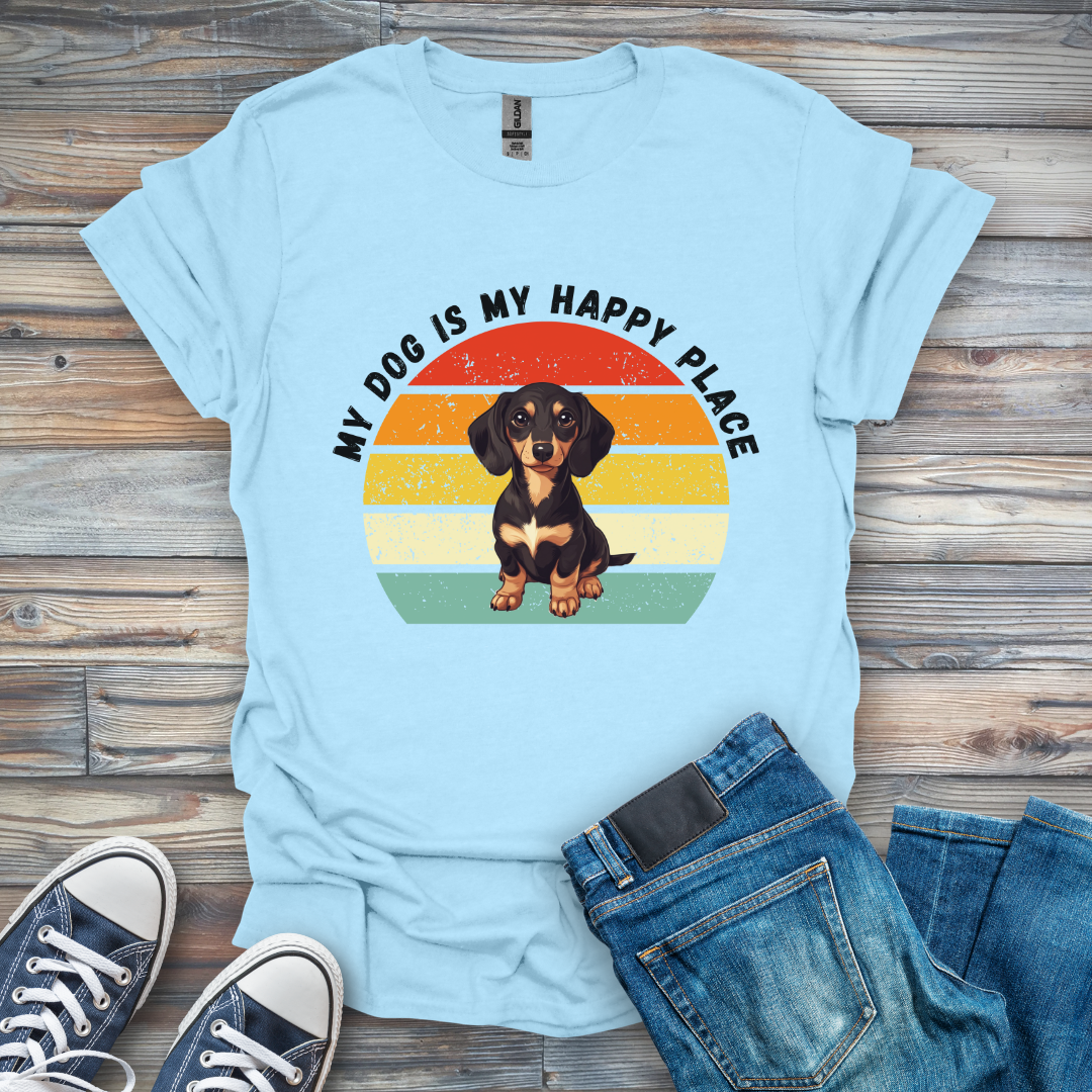 My Dog Is My Happy Place Dachshund T-Shirt