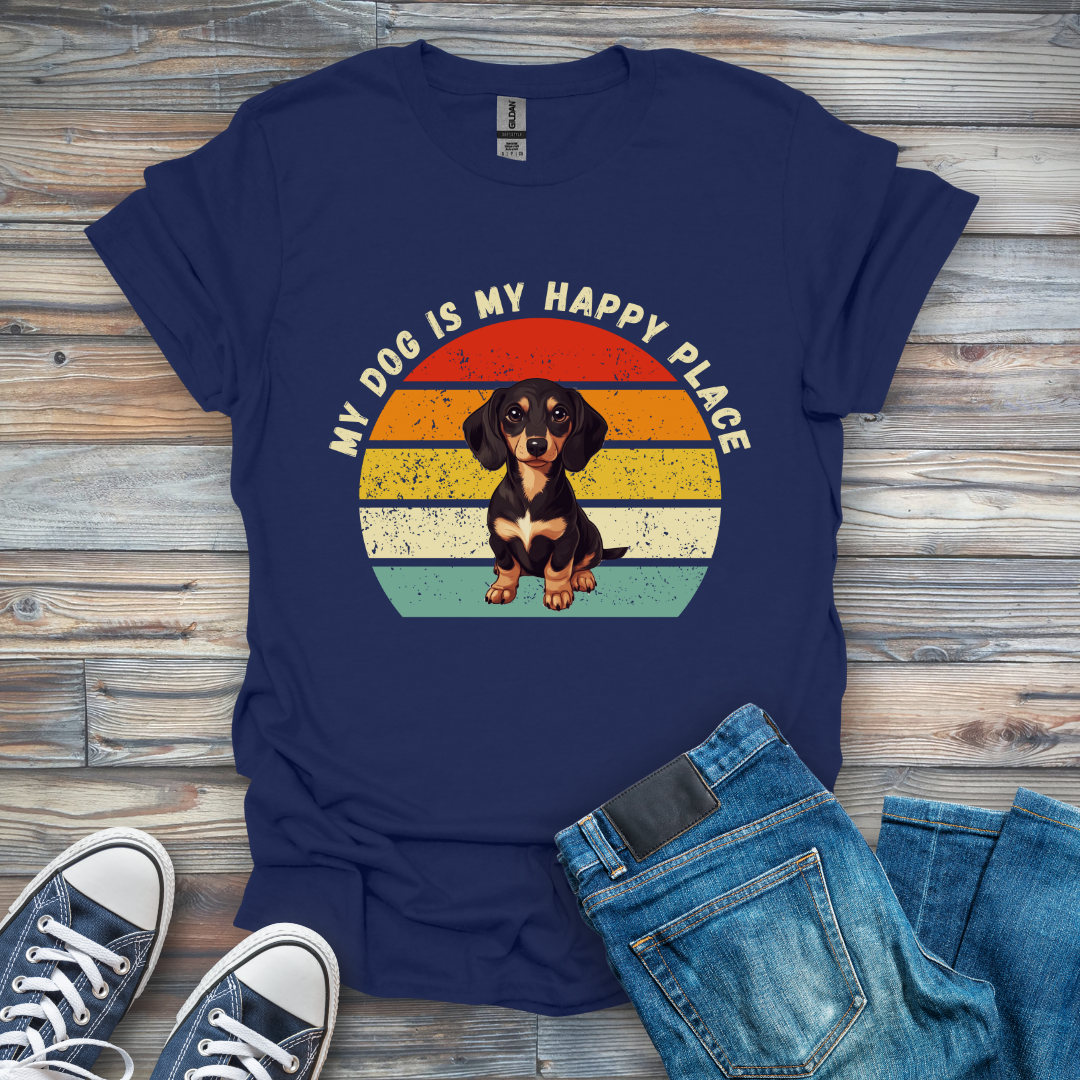 My Dog Is My Happy Place Dachshund T-Shirt