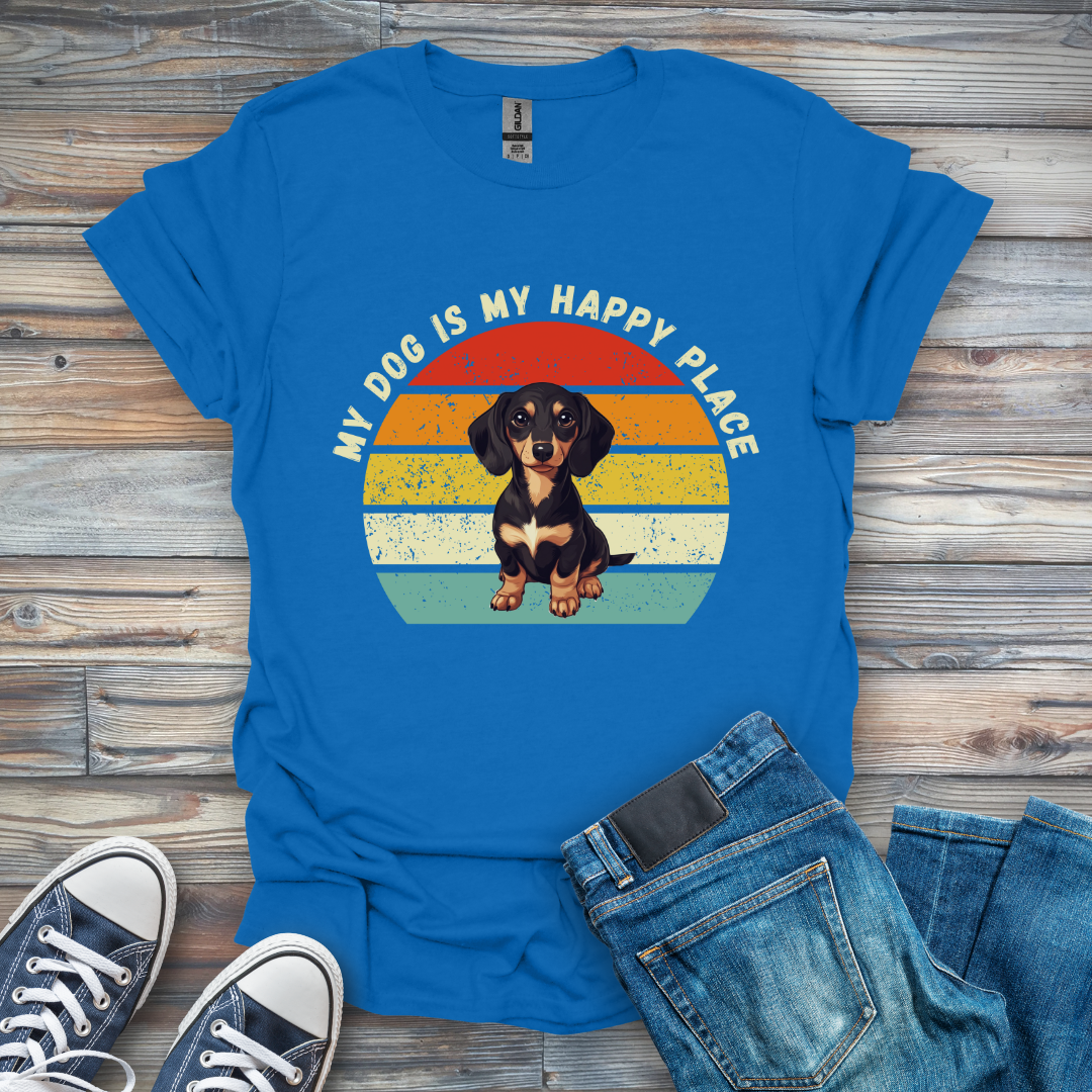 My Dog Is My Happy Place Dachshund T-Shirt