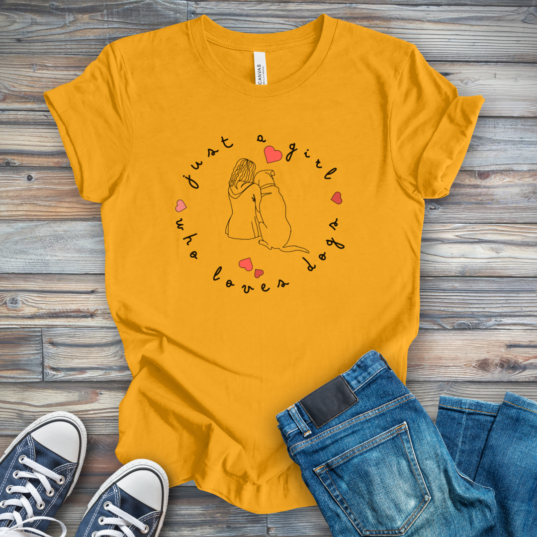Just a Girl Who Loves Dogs Single Line T-Shirt