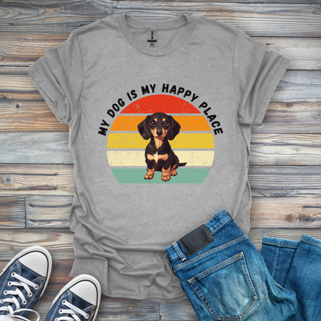 My Dog Is My Happy Place Dachshund T-Shirt