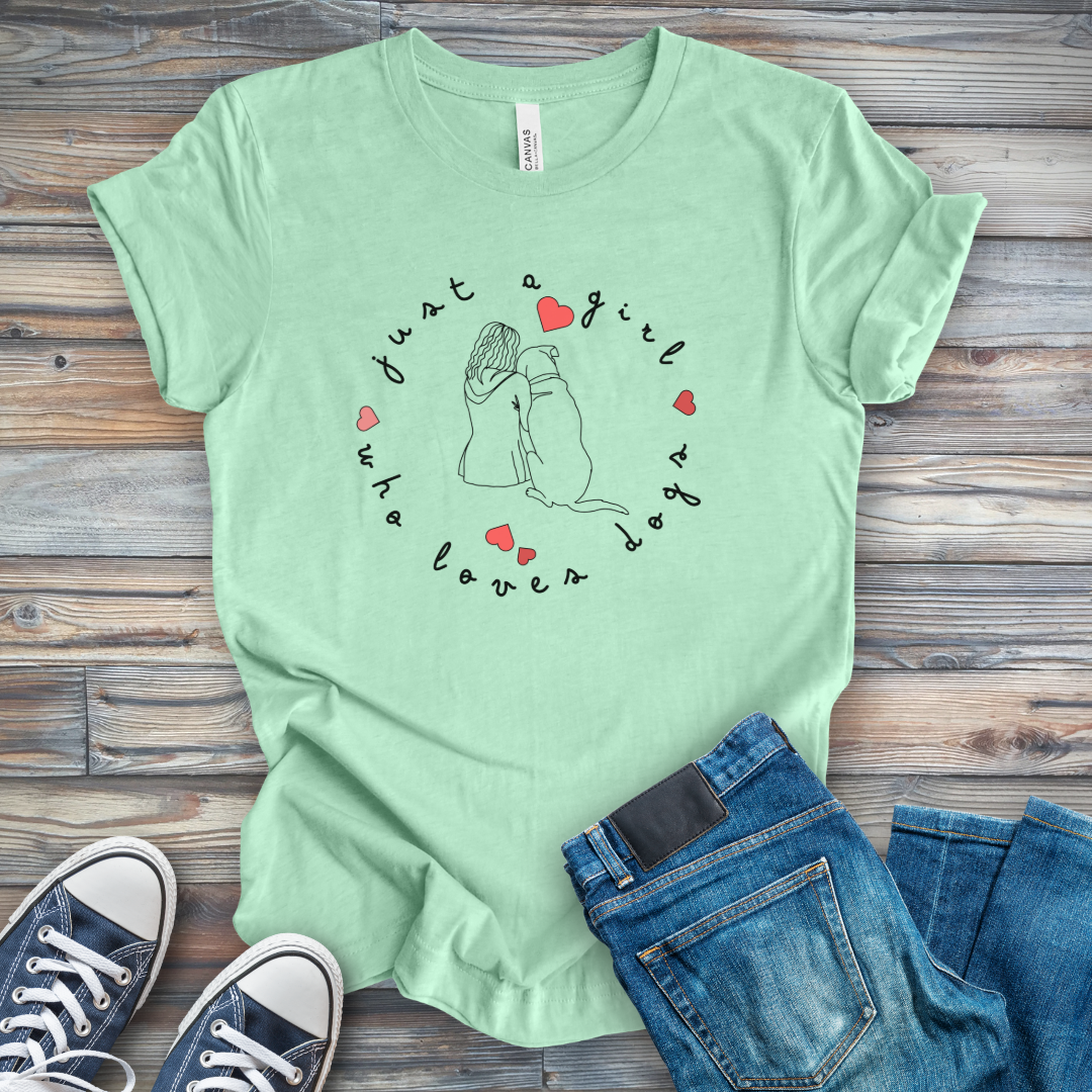 Just a Girl Who Loves Dogs Single Line T-Shirt