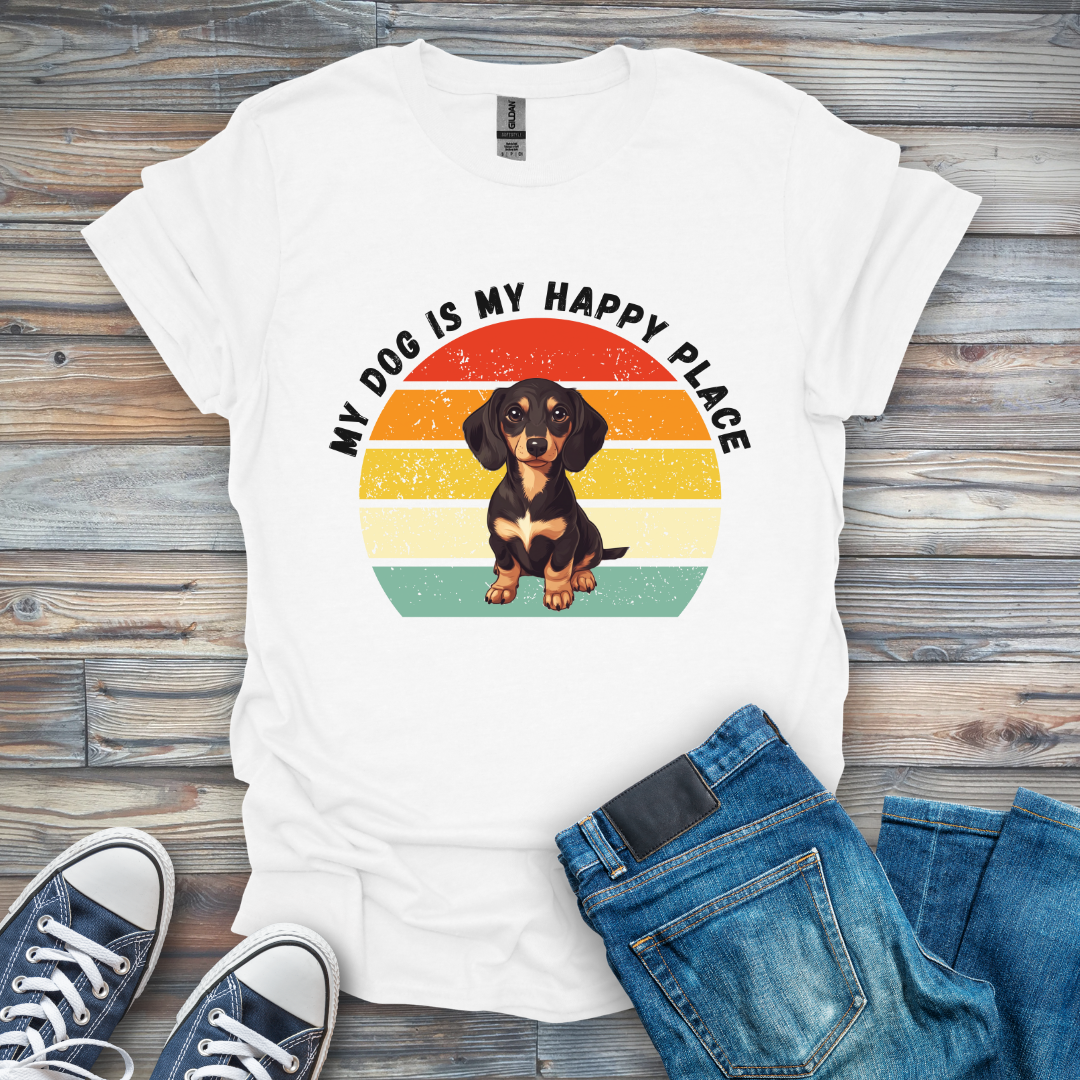 My Dog Is My Happy Place Dachshund T-Shirt