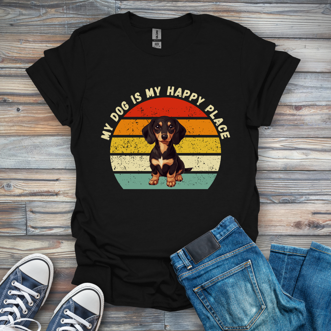My Dog Is My Happy Place Dachshund T-Shirt