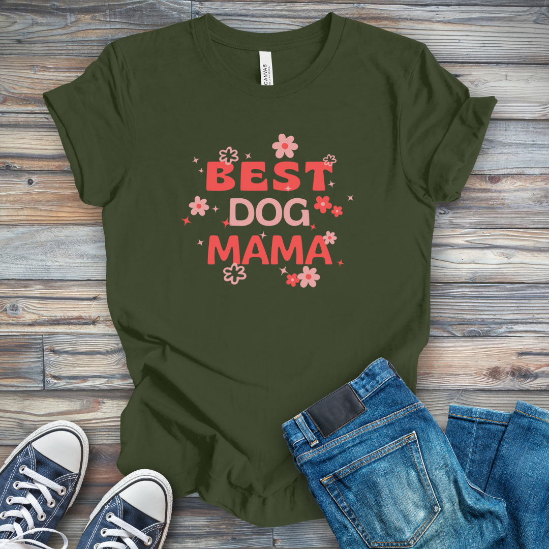 Best Dog Mama Floral T-Shirt