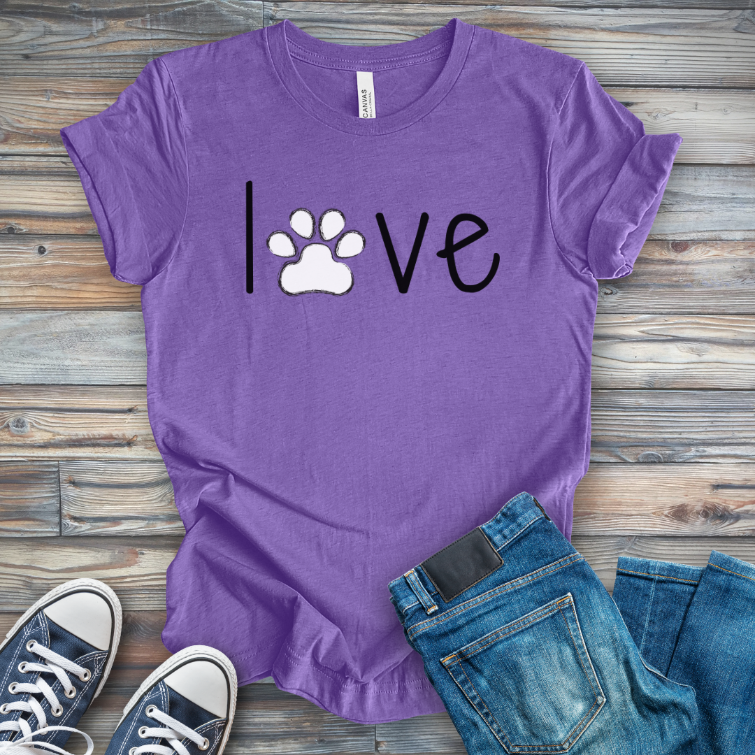LOVE Paw Print Dog Shirt - Cute Dog Lover T-Shirt