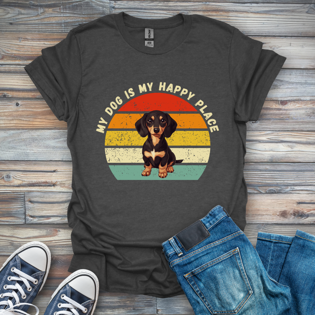 My Dog Is My Happy Place Dachshund T-Shirt