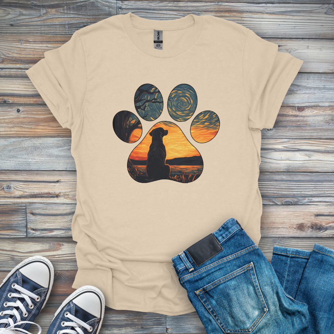 Dog In a Paw Print T-Shirt
