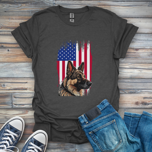German Shepherd American Flag Shirt - Patriotic Dog Lover Tee