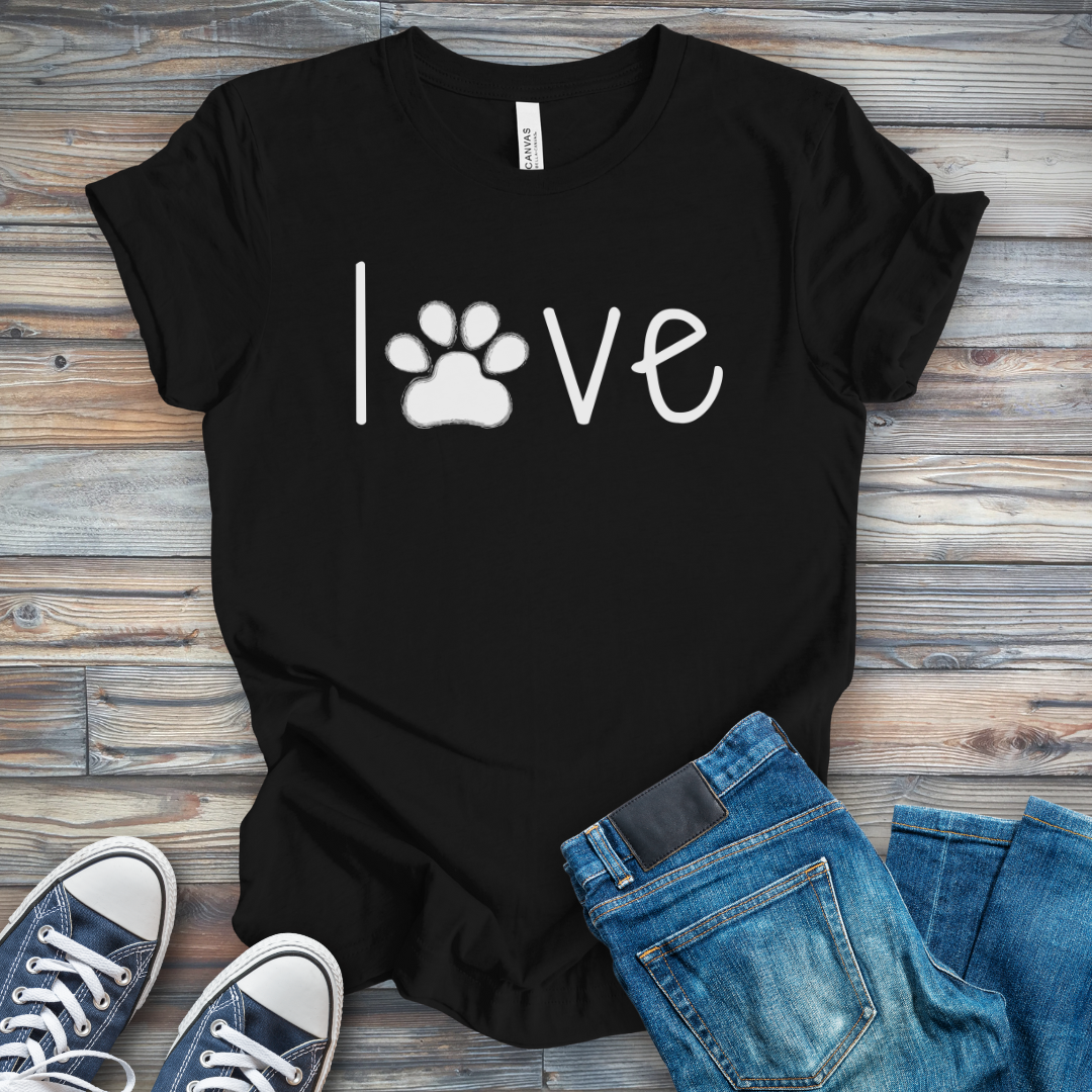 LOVE Paw Print Dog Shirt - Cute Dog Lover T-Shirt