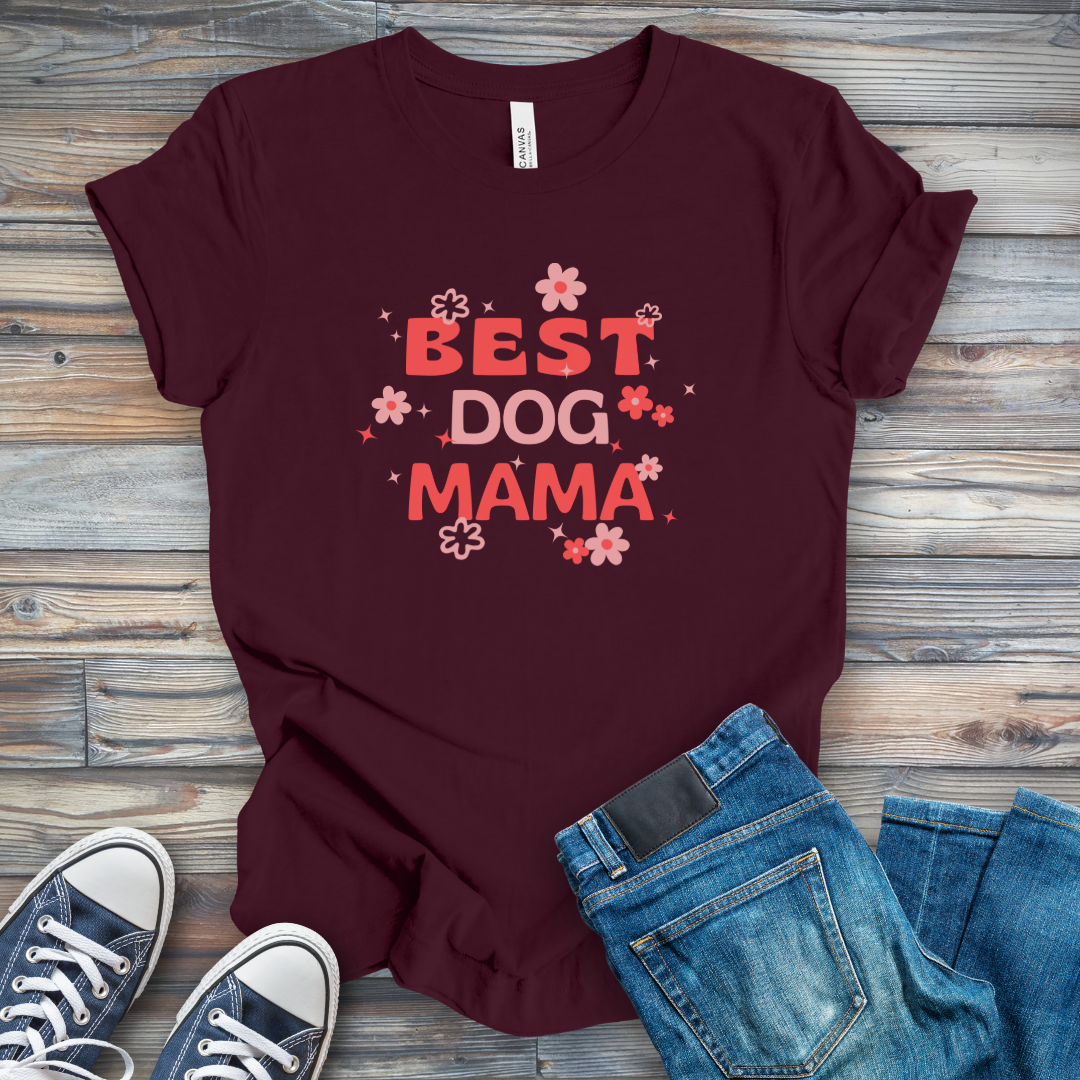 Best Dog Mama Floral T-Shirt