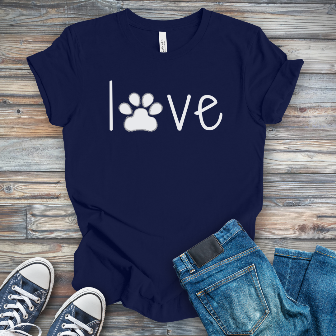 LOVE Paw Print Dog Shirt - Cute Dog Lover T-Shirt