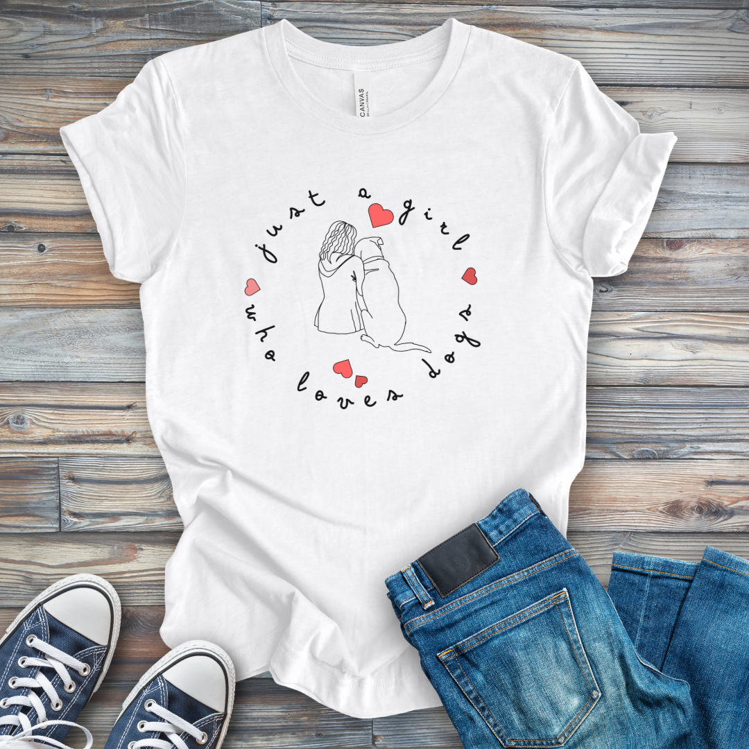 Just a Girl Who Loves Dogs Single Line T-Shirt