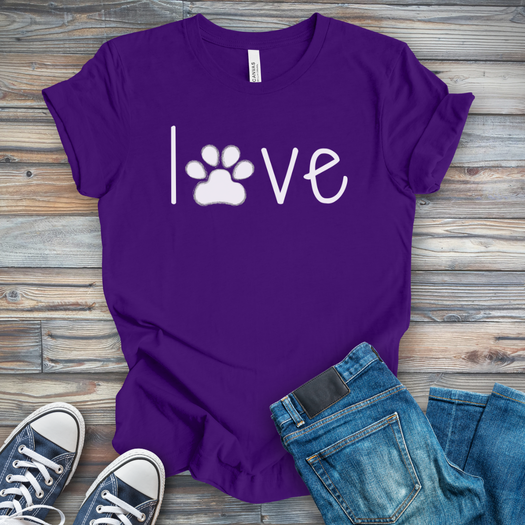 LOVE Paw Print Dog Shirt - Cute Dog Lover T-Shirt